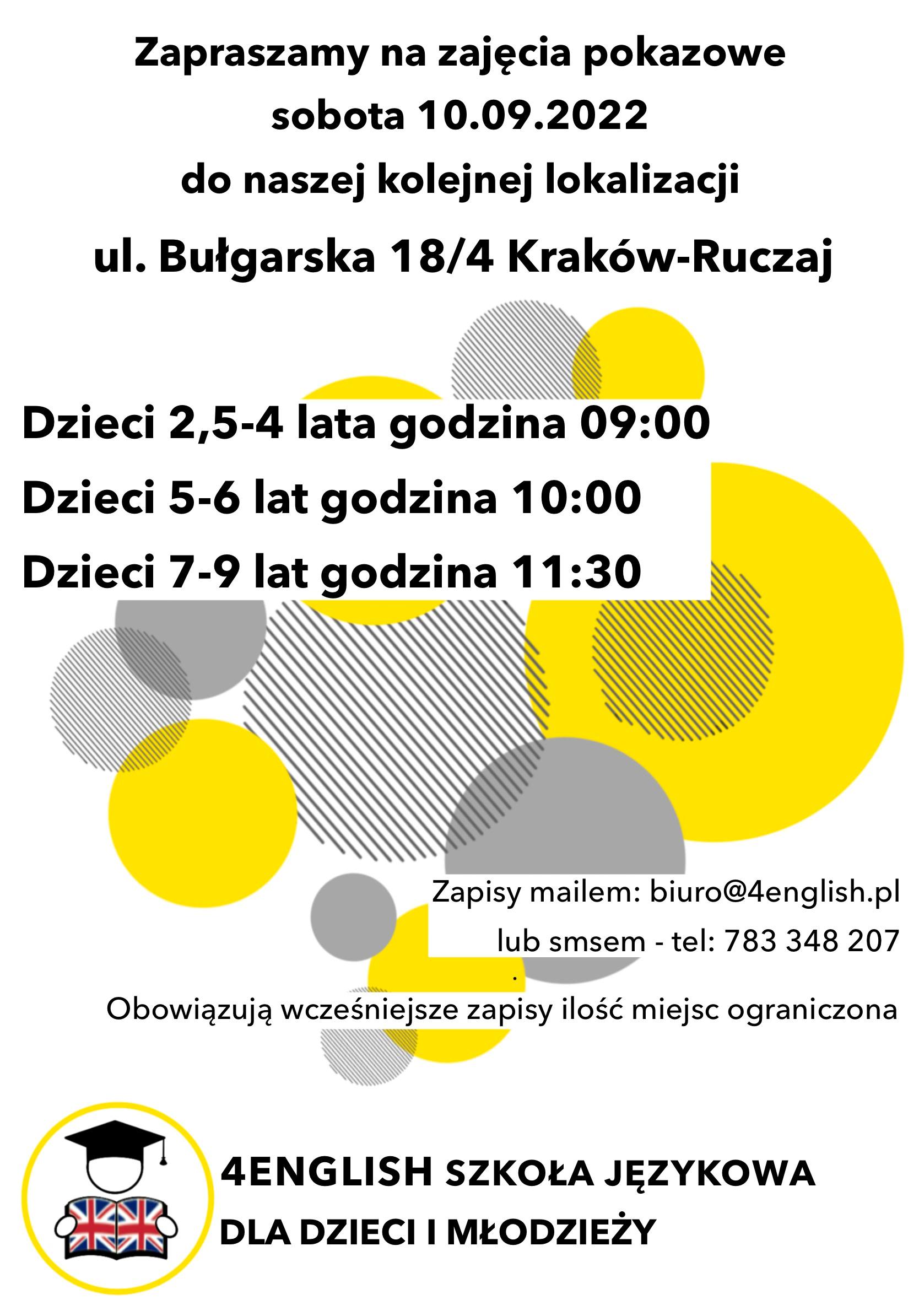 Zajęcia pokazowe 10.09 – ul. Bułgarska