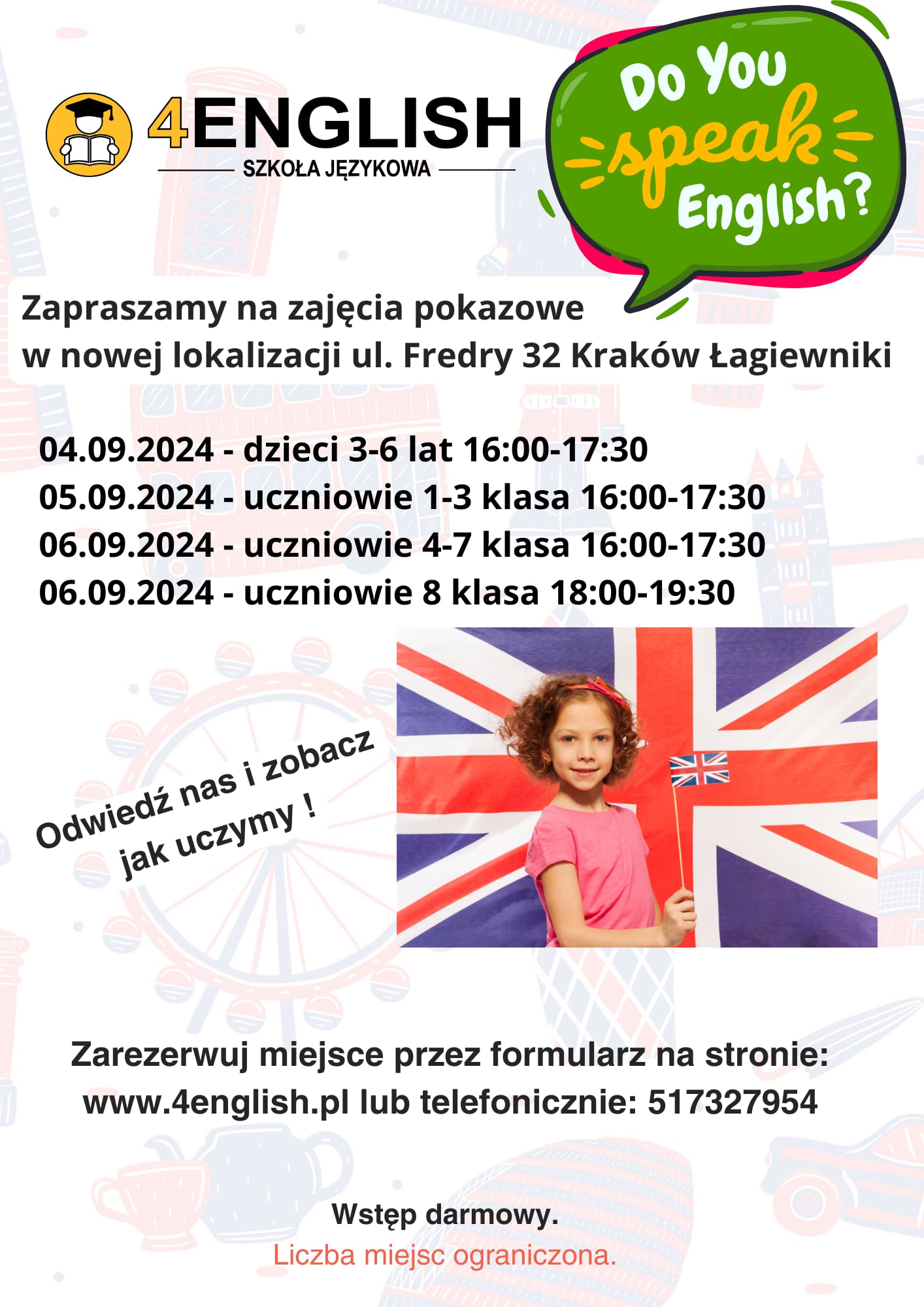 Darmowe zajęcia pokazowe 4English - Kraków, Fredry