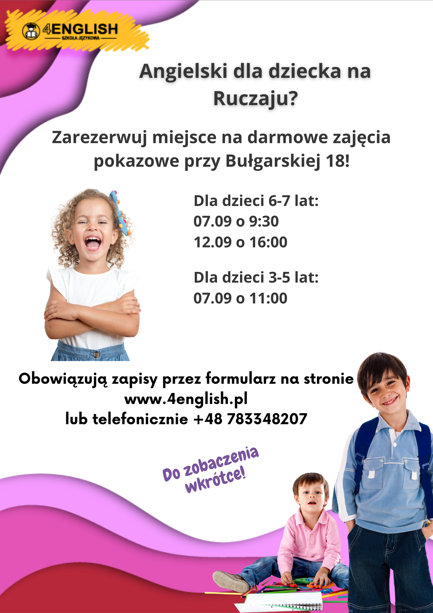 Darmowe zajęcia pokazowe 4English - Kraków ul. Bułgarska